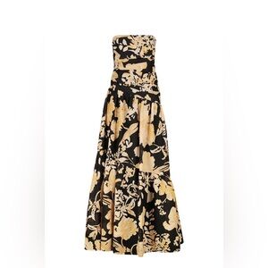 Shona Joy Black and Gold Strapless Dress